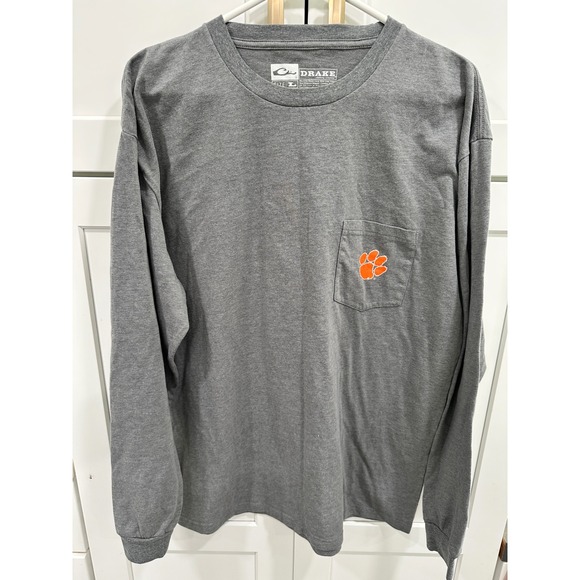 Drake Waterfowl Long Sleeve T-Shirt Clemson Paw‎ Graphic Tee Mens Size L - Picture 1 of 6